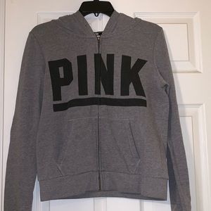 Pink Victoria’s Secret gray zip up hoodie